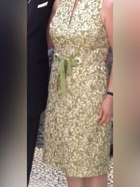 Gorgeous & Elegant Chetta B Olive and Gold Floral Dress (knee-length dress)